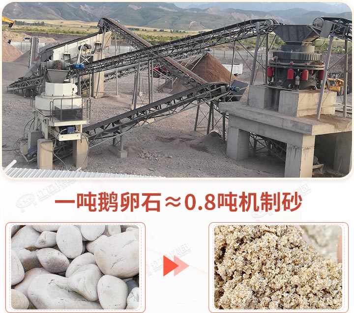 鵝卵石制沙現(xiàn)場(chǎng) 鵝卵石制沙現(xiàn)場(chǎng)
